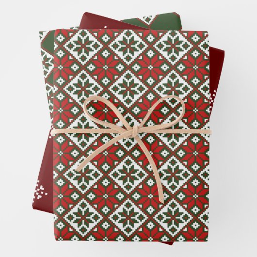 Modern Folk Art Wrapping Paper Flat Sheet Set van  (In situ)