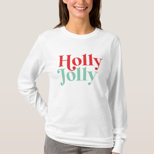 Modern Font Boho Holly Jolly Kerstmis T-shirt (Voorkant)