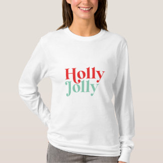Modern Font Boho Holly Jolly Kerstmis T-shirt