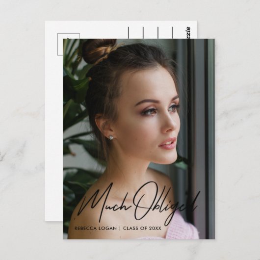 Modern Font Graceful Photo Afstuderen Hartelijk da Briefkaart (Voorkant / Achterkant)