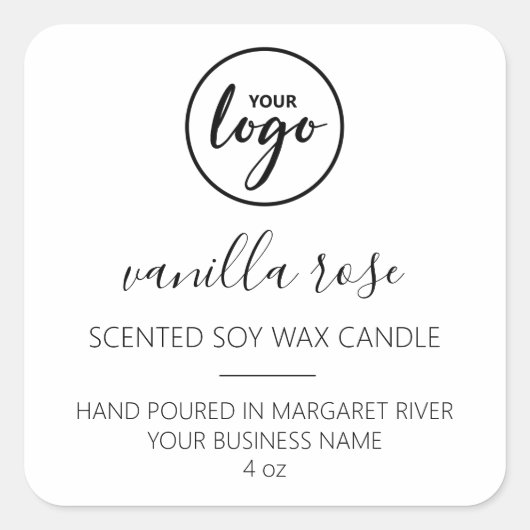 Modern Font White Scented Soy Candle Logo Labels (Voorkant)