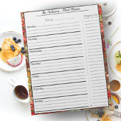 Modern Food Meal Planner - Burgundy Chintz Floral Notitieblok