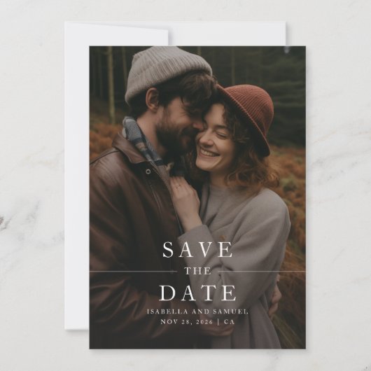Modern Forest Boho Fotobruiloft Bewaar de datum Kaart (Voorkant)