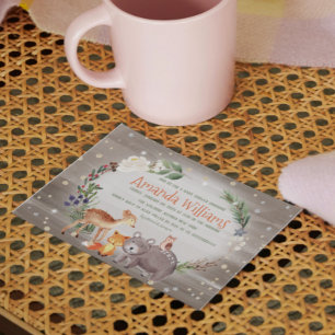 Modern Forest Friends Berries Cotton Baby shower Kaart