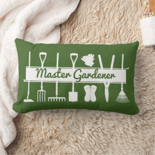 Modern Forest Green and White Master Gardener Kussen
