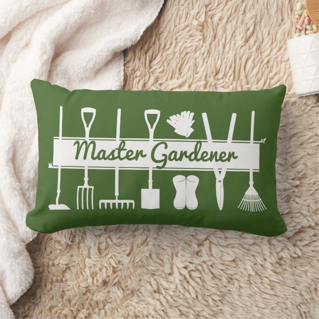 Modern Forest Green and White Master Gardener Kussen (Deken)