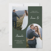 Modern Forest Green Photo Arch Wedding Save The Date (Voorkant)