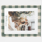 Modern Forest Green Pset Rustic Foto Kerstmis Fleece Deken (Voorkant (Horizontaal))
