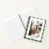 Modern Forest Green Pset Rustic Foto Kerstmis Notitieboek (Binnen)