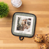 Modern Forest Green Pset Rustic Foto Kerstmis Pannenlap (Top down)
