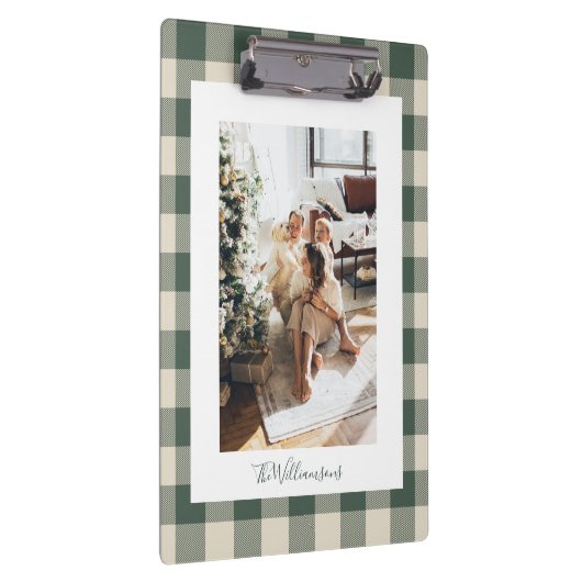 Modern Forest Green Pset Rustic Photo Custom Klembord (Rechts)