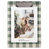 Modern Forest Green Pset Rustic Photo Custom Klembord (Voorkant)