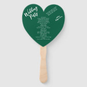 Modern Forest Green Wedding Program Hand Fan Handwaaier (Achterkant)