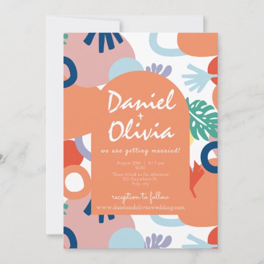 Modern Forest Pattern Swatch met Fotobruiloft Kaart (Voorkant)