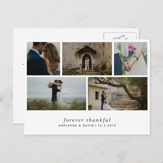 Modern Forever Dankbaar Eenvoudige Vijf Trouwfoto' Briefkaart (Voorkant / Achterkant)