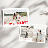 Modern Forever Merry Christmas Couples Red Feestdagenkaart