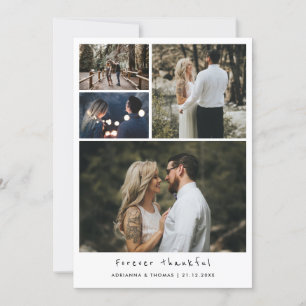 Modern Forever Thankful Couple Photo Wedding Bedankkaart