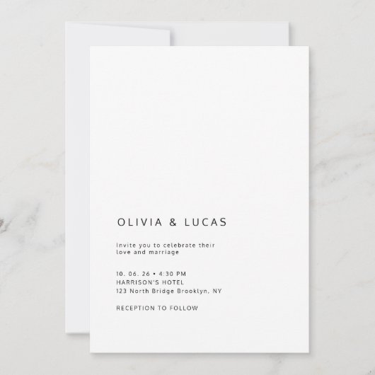 Modern Formal Classic Wedding Invitation (Devant)