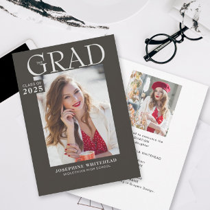 Modern Foto Afstuderen Announcement Gray Aankondiging