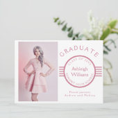 Modern Foto Afstuderen Blue Stripes Afstuderen Aankondiging (Staand voorkant)