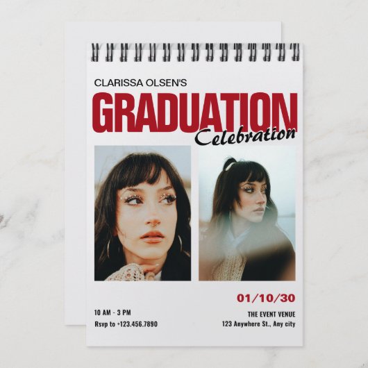 Modern foto-afstuderen kaart (Voorkant / Achterkant)