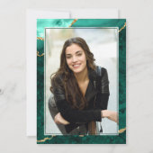 Modern Foto Golden Green Marble Graduation Party Kaart (Achterkant)