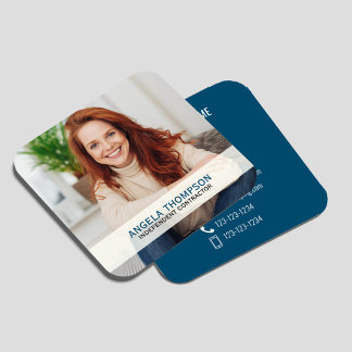 Modern foto QR-code verbind met mij blauw vierkant Vierkante Visitekaartje
