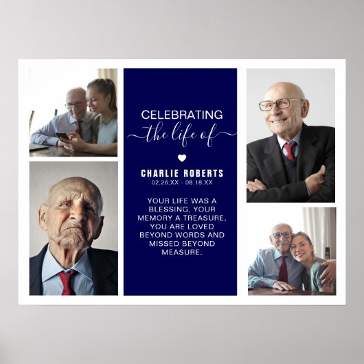 Modern foto-raster-herdenking | Begrafenis Poster (Voorkant)