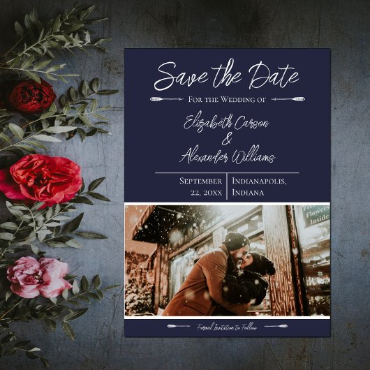 Modern Foto Save The Date | Marineblauw