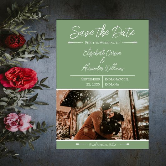 Modern foto save the date | mosgroen