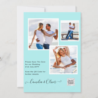 Modern FOTO Weddenschap nodigt QR CODE RSVP BLAUWG Kaart