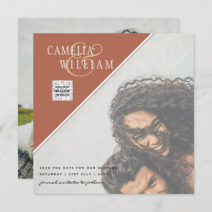 Modern FOTO Weddenschap nodigt QR CODE RSVP-kaneel