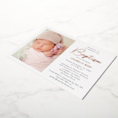 Modern Fotodoop Roos Goud Folie Uitnodiging (Gedraaid)