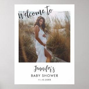 Modern Fotoscript Baby shower Welkom Poster