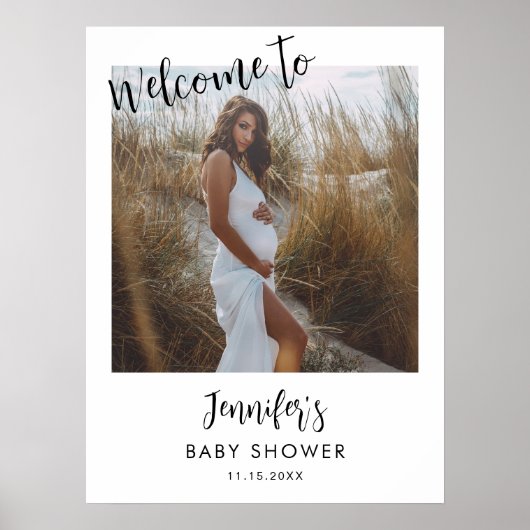 Modern Fotoscript Baby shower Welkom Poster (Voorkant)