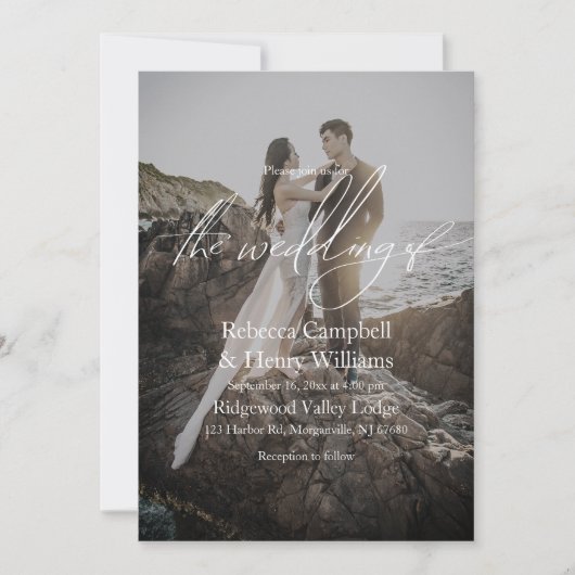 Modern fotoscript Elegante bruiloft Kaart (Voorkant)