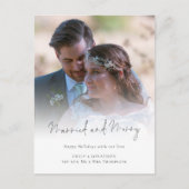 Modern Fotoscript Getrouwd en Vrolijk Vakantie Briefkaart (Voorkant)