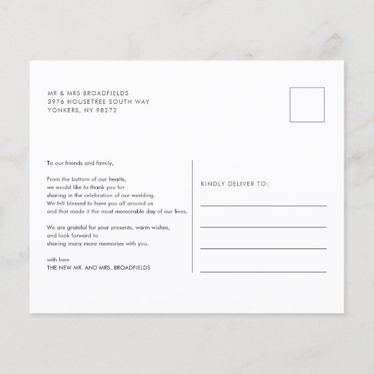 Modern Fotoscript Trouwbedankkaart (Achterkant)