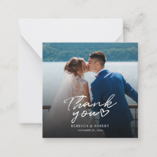 Modern Fotoscript Wedding Bedankt Opmerking Kaart Notitiekaartje