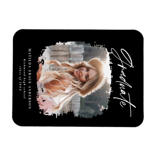 Modern fotoscript zwart-wit afstuderen magneet (Horizontaal)