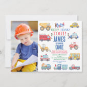 Modern Fotovervoer 1e Verjaardag Uitnodiging (Voorkant)