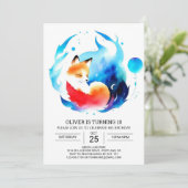 Modern Fox Kids Verjaardagsavontuur Kaart (Staand voorkant)