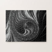 Modern Fractal All Black Nautilus Golden Ratio Legpuzzel (Horizontaal)