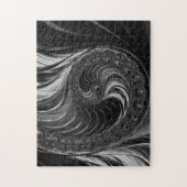 Modern Fractal All Black Nautilus Golden Ratio Legpuzzel (Verticaal)