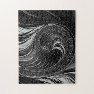 Modern Fractal All Black Nautilus Golden Ratio Legpuzzel