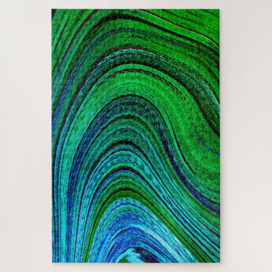 Modern Fractal Art Waves Wavy Green Blue Abstract Legpuzzel (Verticaal)