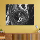 Modern Fractal Black White Metal Nautilus Swirl Canvas Afdruk (Insitu (Woonkamer))