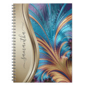 Modern Fractal Blue Handwrite Name Notitieboek (Voorkant)