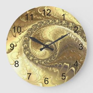 Modern Fractal Gold Metallic Spiral Grote Klok
