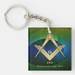 Modern Fractal Masonic Monogrammed Sleutelhanger